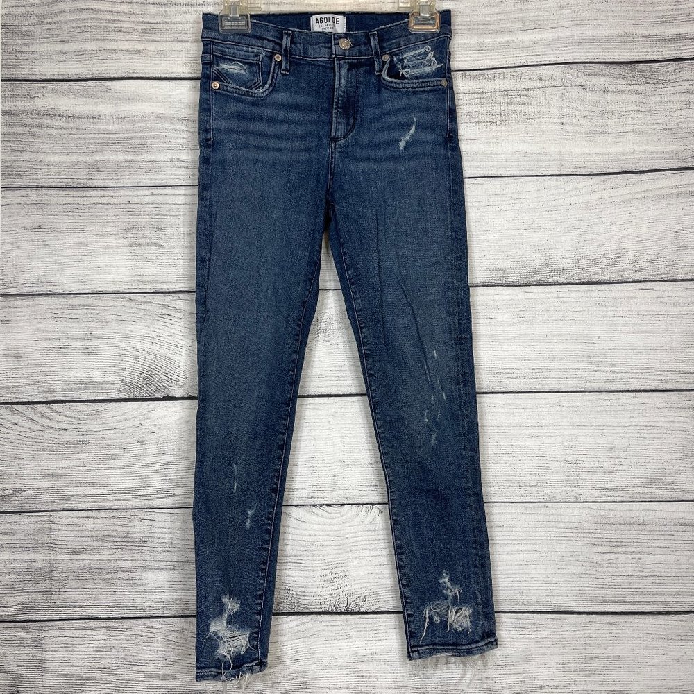 AGOLDE Sophie Crop Mid Wash Distressed Jeans Sz 26